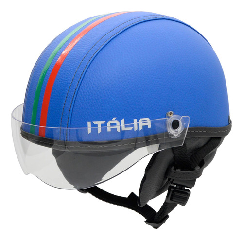 Capacete Coquinho Br 101 Italia Azul Vision Cristal G