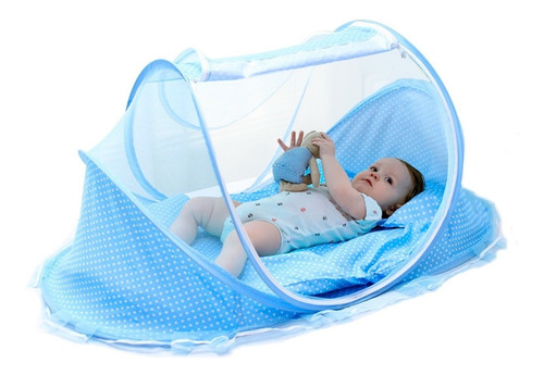 Cuna Portatil Plegable Para Bebe Mosquitero Azul B3011