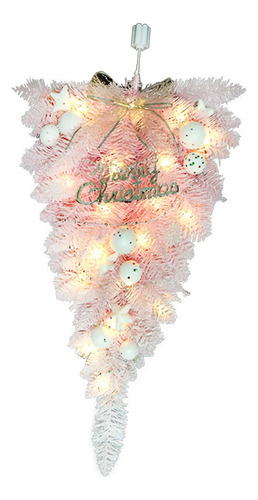 De Navidad Artificial Rosa Al Revés Con Luz Para