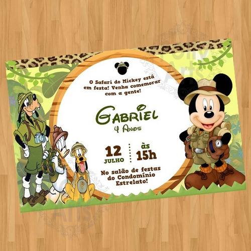 Imagem 1 de 1 de Arte Convite Digital Virtual Mickey Safari Do Mickey
