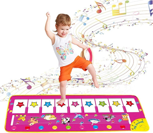 Alfombra Tapete Piano Realista Musical Para Niños 110cmx36cm