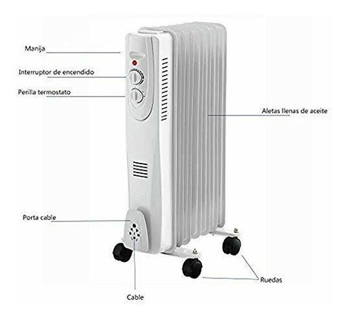 Calentador Calefactor Aceite Termostato Ajustable 3 Niveles
