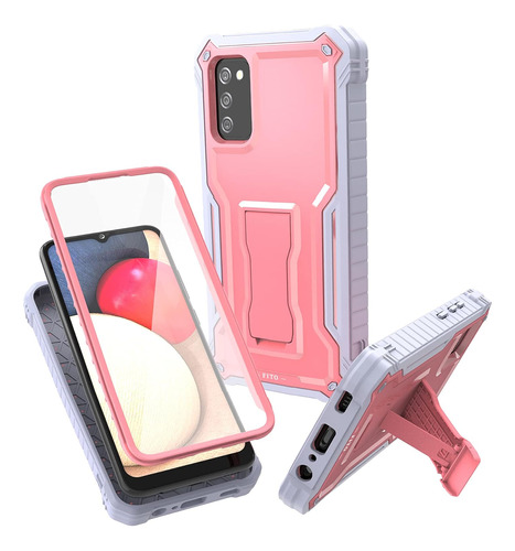 Funda Rosa Para Galaxy A02s Con Protector De Pantalla