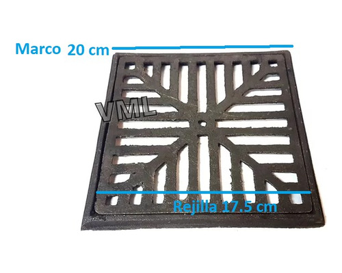 Reja Rejilla Hierro Fundido Con Marco 20x20 Cm Piso Patio