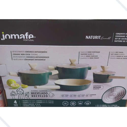 Conjunto De Panelas Jomafe Cerâmica Naturit Emerald 4 Peças