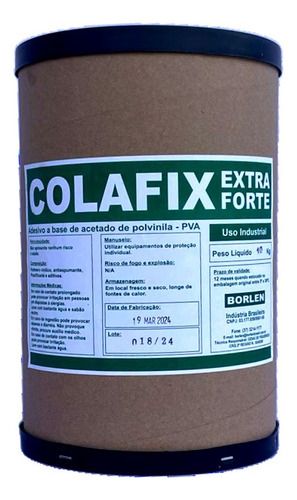 Cola Pva Branca Extra Colafix 1200 Para Papelão Madeira 10kg