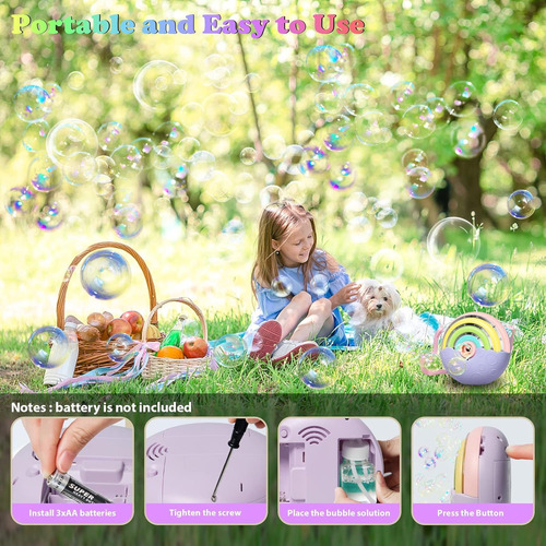 Máquina Automática De Burbujas Para Niños, Sopladora Portáti Color