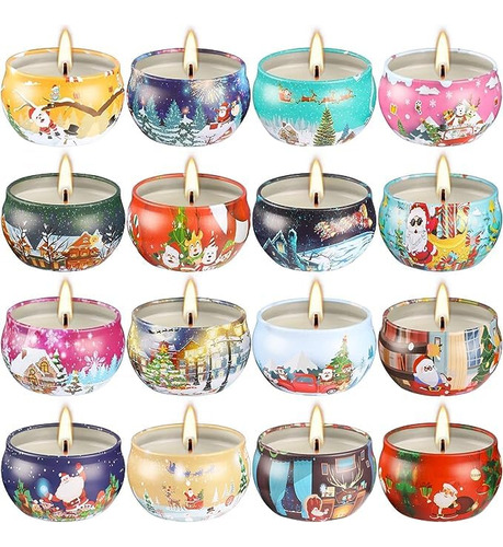 Paquete De 16 Velas Aromáticas Navideñas, Juego De Regalo, 2