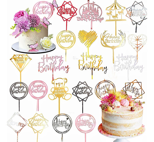 Letrero Pastel Cake Topper Decor Fiesta Feliz Cumpleaños 