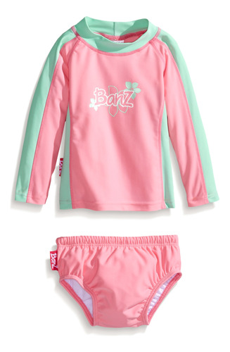 Baby Banz Paal De Manga Larga Para Beb Y Nia, Rosado/menta,