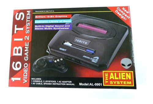 Imagen 2 de 2 de Consola Alien 16 Bits color negro