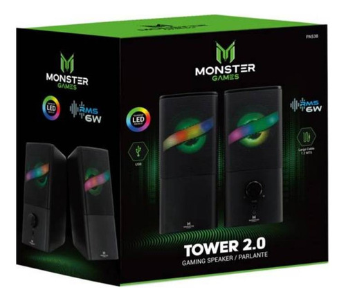 Parlantes Pc Led Monster Games Tower 2.0