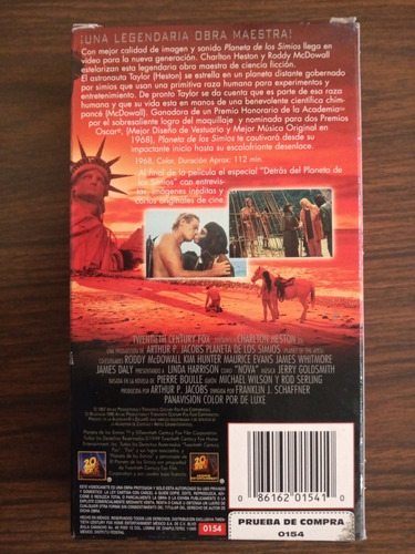 Película El Planeta De Los Simios Edicion 30 Años En Vhs. (Usado)