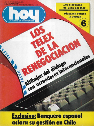 Revista Hoy N 293 / 8 Marzo 1983 / Telex De Renegociación