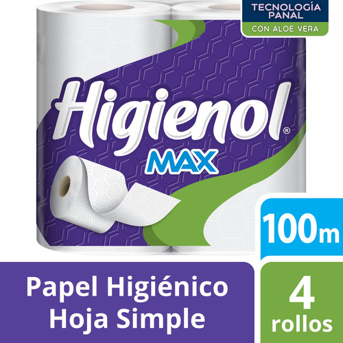 Papel Higienico Max 100mts Aloe Higienol 4 Ud.