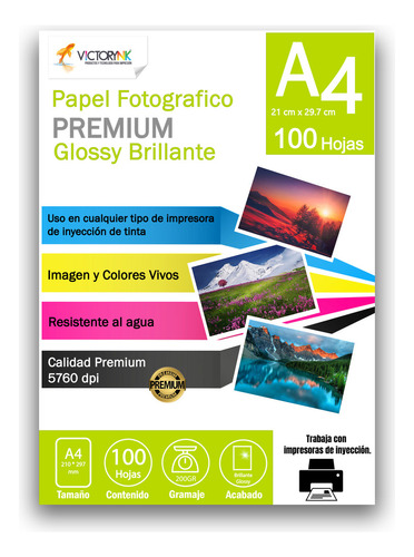 Papel Fotografico High Glossy A4 De 100 Hojas 200 Grs