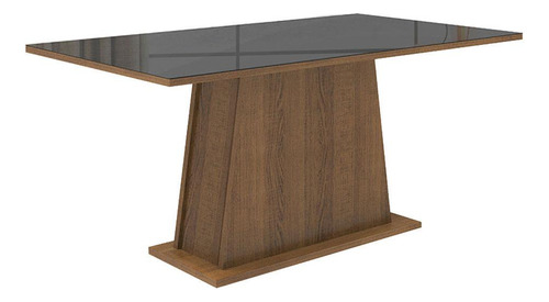 Mesa Rectangular Madesa 5364 con Tapa de Cristal Color Marrón/Negro