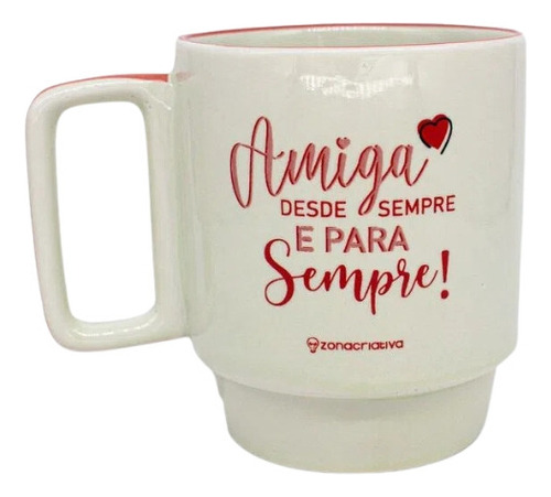 Caneca Tina 400 Ml Zona Criativa Cor Amigas Desde Sempre Emoticons