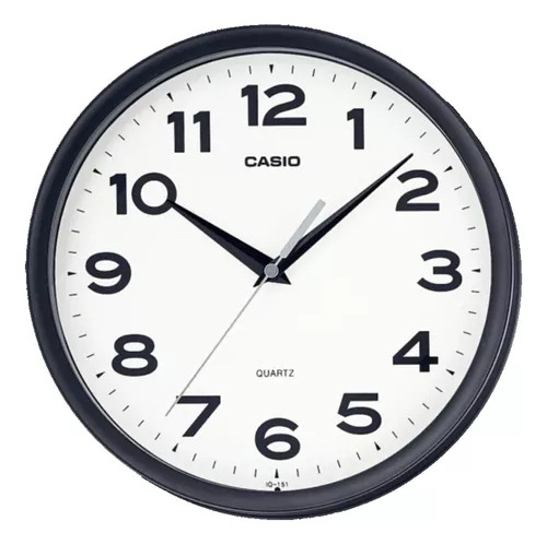 Reloj Casio Mural Iq-151-1df Análogo Borde Negro Fondo Blanco