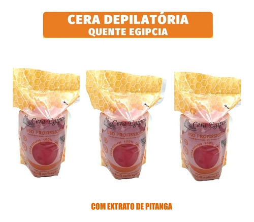 Kit 3 Ceras Egipcia Quente Depilatória Elástica Cravo 500g 