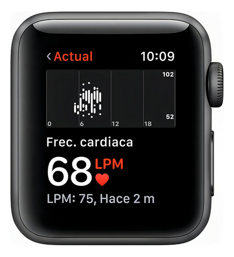 Apple Watch (GPS) Series 3 display de 1.496" con correa de fluoroelastómero color negro y caja color gris espacial - Bueno (Reacondicionado)
