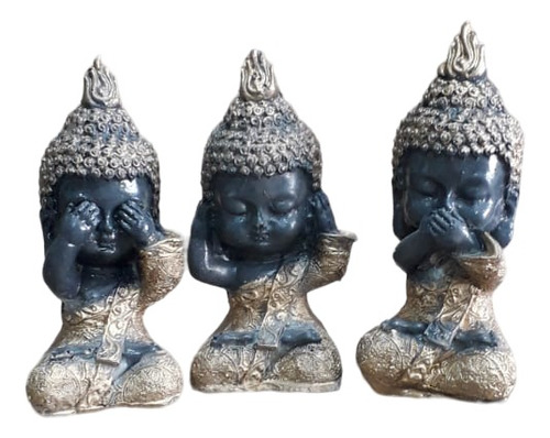 Buda Principe Trio Ciego Sordo Mudo Decoracion Resina
