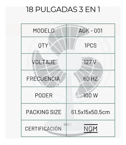 Ventilador 3 En 1 Diferente Posición 3 Velocidades Pedestal 50 Cm 60 Negro Plata Metal 3