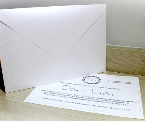 Convite Casamento Envelope - Papel Metalizado - 100 Unidades