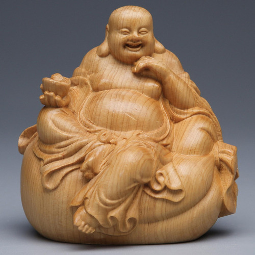 Estatua De Buda, Adorno De Madera, Escultura Artesanal,