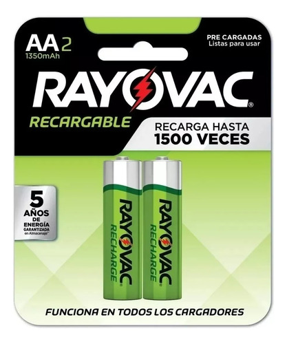 2 X Pilas Recargables Aa Rayovac 1350 Mah 1.2 V