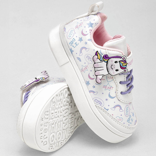Tenis Unicornio Yuyin 22460 Color Blanco Para Niña Tx8