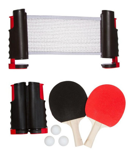 Set De Ping Pong Plegable Red Retractil 3 Pelotas 2 Paletas