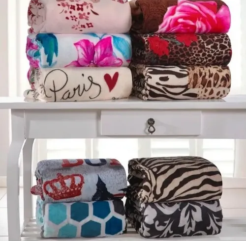 Kit 2 Cobertor Manta Microfibra Macia Lisa Sortida Fofinha Estampada Sortidas