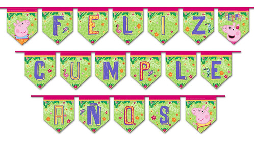 Guirnalda Letras Feliz Cumpleaños Tematica Peppa Pig