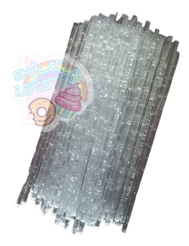 * 100 Palitos Plastico Cristal 19.5 Cms Paletas Choco Jabon