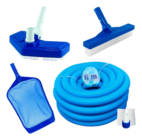 Kit Limpeza Piscina Aspirador Peneira Escova Mangueira 6m