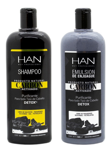 Han Carbon Activado Kit Shampoo + Enjuague Purificante 500ml