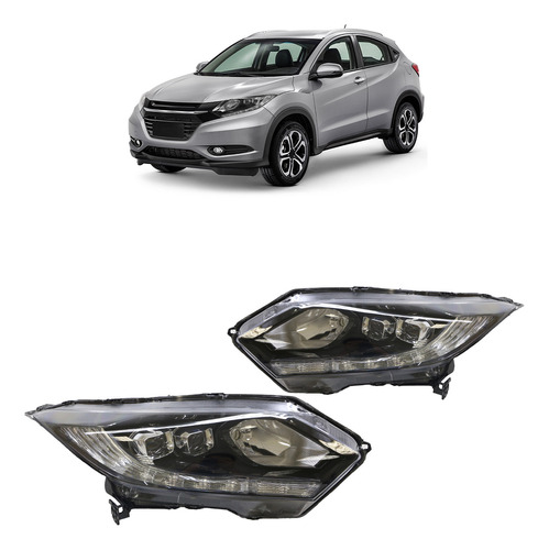 Par Farol Dianteiro Hr-v Touring 15 A 18 Led Máscara Negra