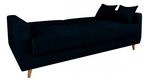 Sofá Cama 3 Lugares Emilia Reclinável Veludo Preto