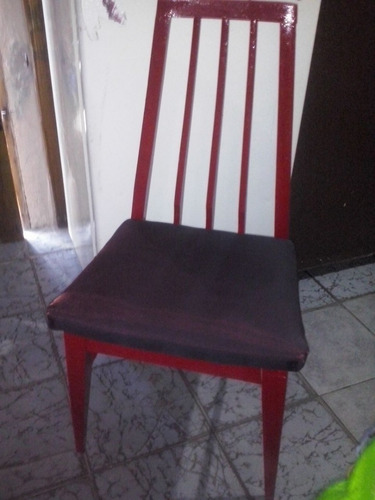 Silla Estilo Americana  Tapizada En Pana Roja  