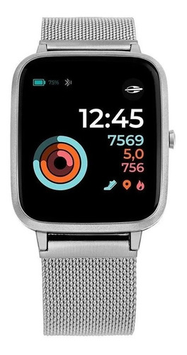 Relógio Smartwatch Mormaii Life Mesh Unissex Full Prata Cor da caixa Prateado Cor da pulseira Prateado Desenho da pulseira Aço Inox