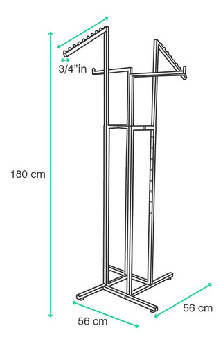 Rack Exhibidor P/ropa Con 4 Brazos Ajustable, Cromo