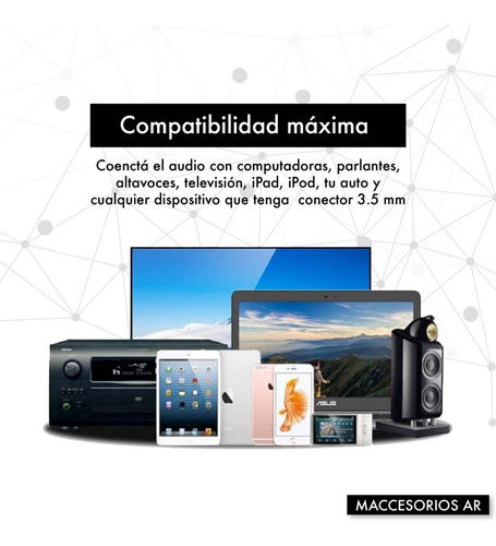 Imagen 4 de 10 de Cable De Audio Compatible iPhone iPad Lightning A 3.5mm