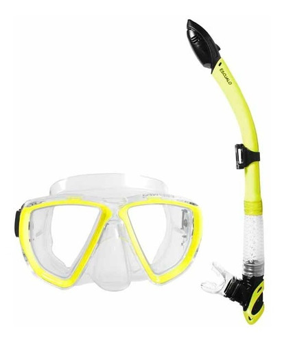 Combo Snorkel Y Mascara Amarillo Escualo Modelo Nautilus