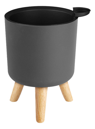Maceta De Plástico Con Pies De Madera Plantador De Gris L
