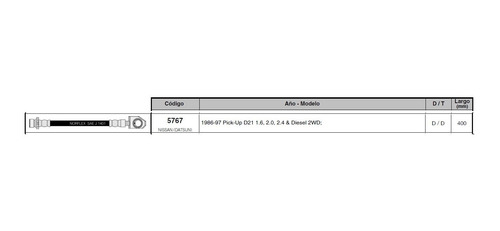 Flexible Freno Del/der Nissan D21 2wd 1986/1997 400mm