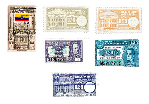 Estampillas Timbres 6 Colombia  1945/1969/1970 + Regalo