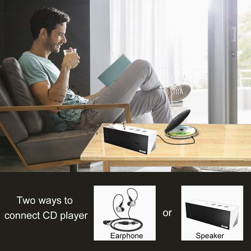 Reproductor De Cd Portatil Hott | Compacto Personal | Negro