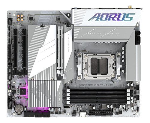 Placa Base Yuakuod Gigabyte B650e Aorus Elite X Ax Ice: Admite Cpu Amd Ryzen 8000, Vrm De 12+2+2 Fases, Ddr5 (oc) De Hasta 8000 Mhz, 1 Pcie 5.0 M2 + 2 X Pcie 4.0 M.2, Wi-fi 6e, Lan De 2,5 Gbe, Usb 3.2