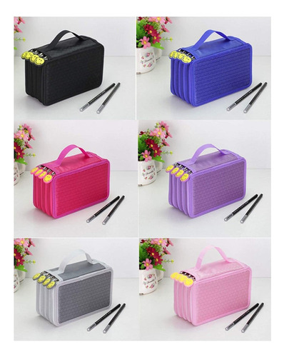 H Estojocaneta Bolsa Prática Grande Multi-camada Zíper Alça